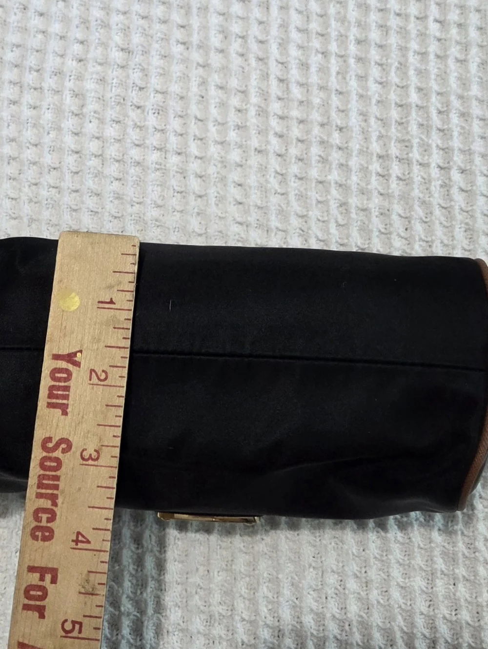 Michael Kors Black Cosmetic Case with Brown Trim and Gold Plaque